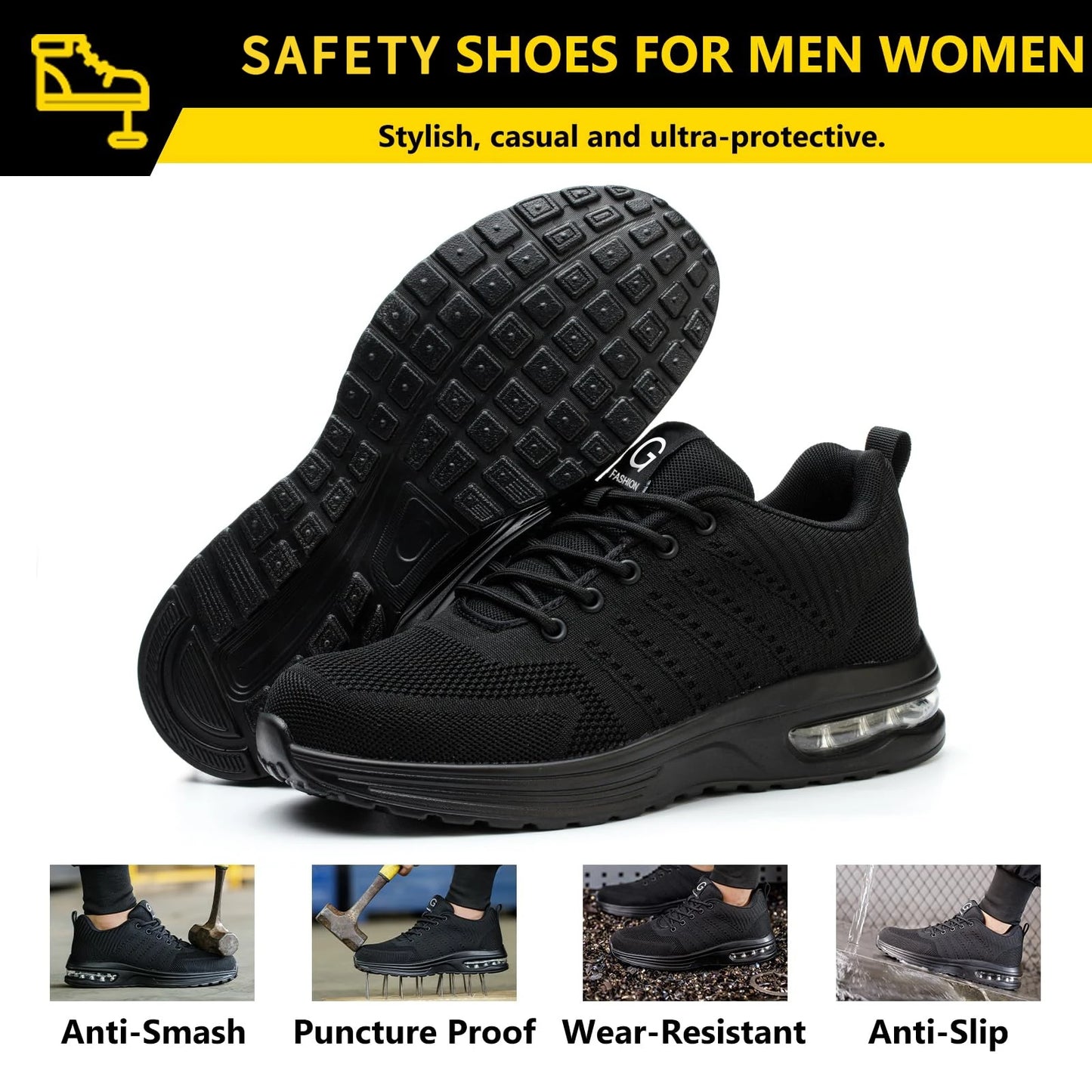 Air Cushion Work Safety Shoes Breathable Men Women