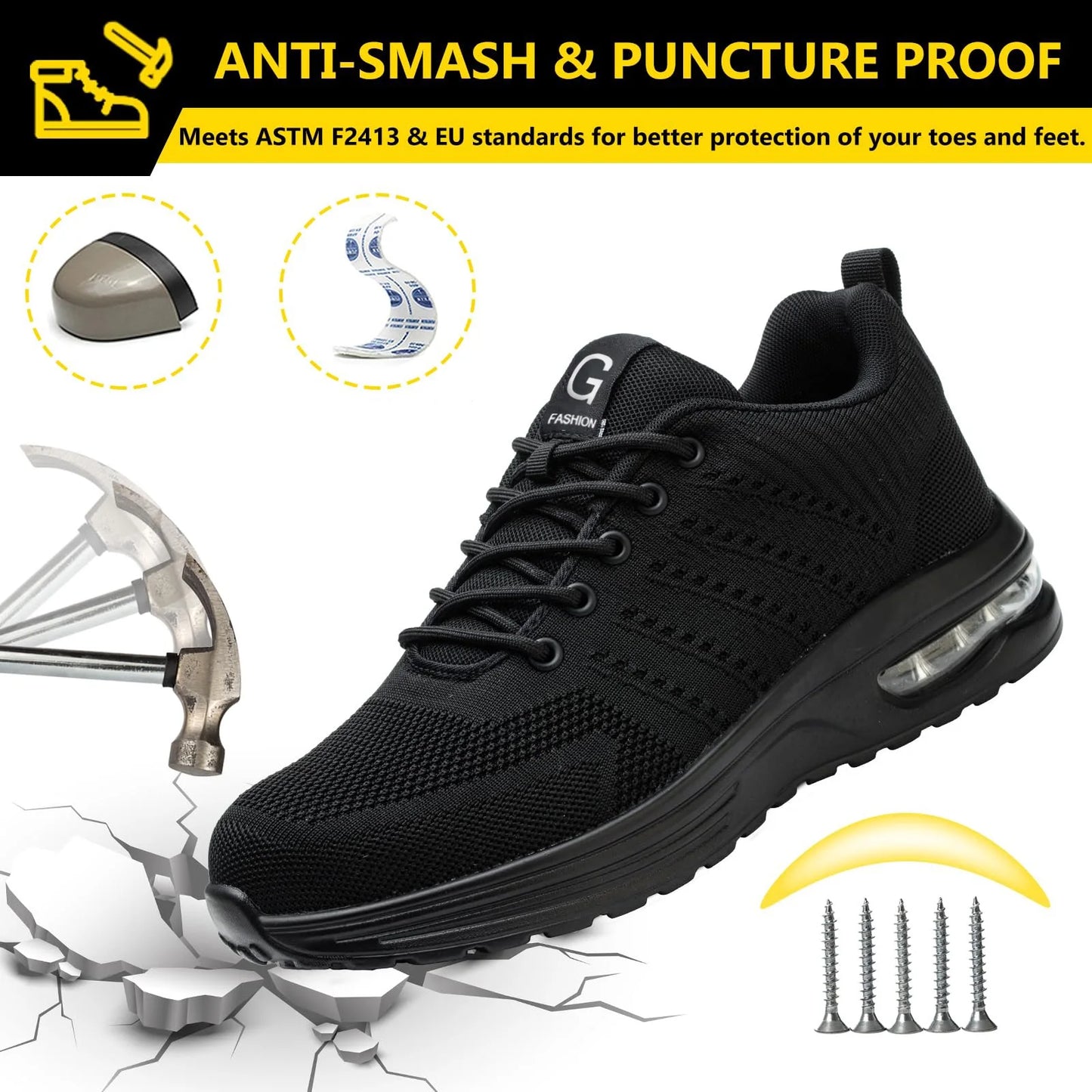 Air Cushion Work Safety Shoes Breathable Men Women