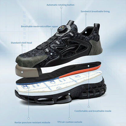 Rotating Button Steel Toe Shoes Air Cushion