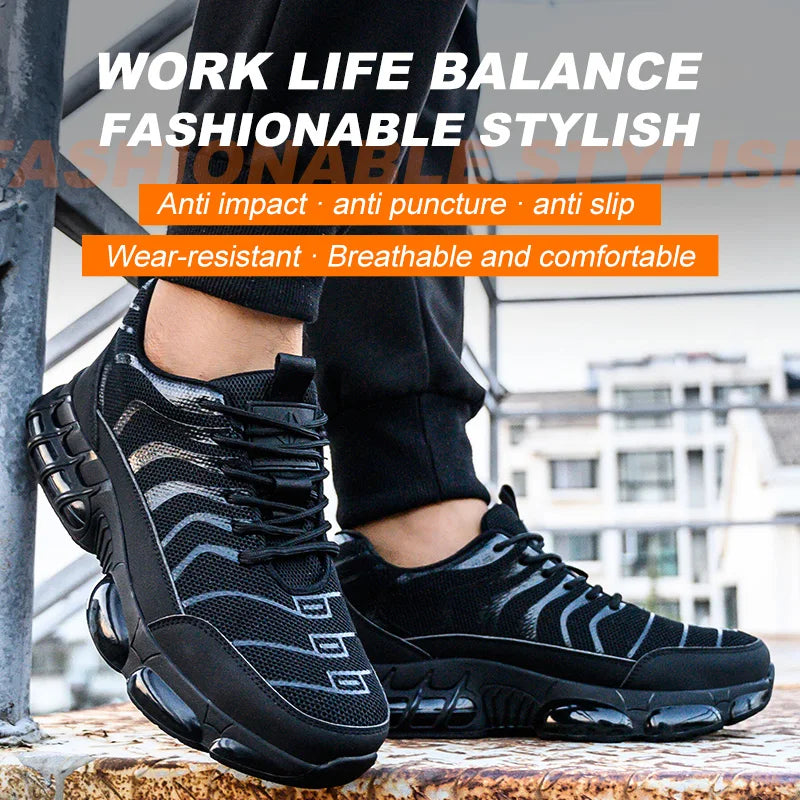 Fashion Air Cushion Safety Shoes Men Women Indestructible Boots