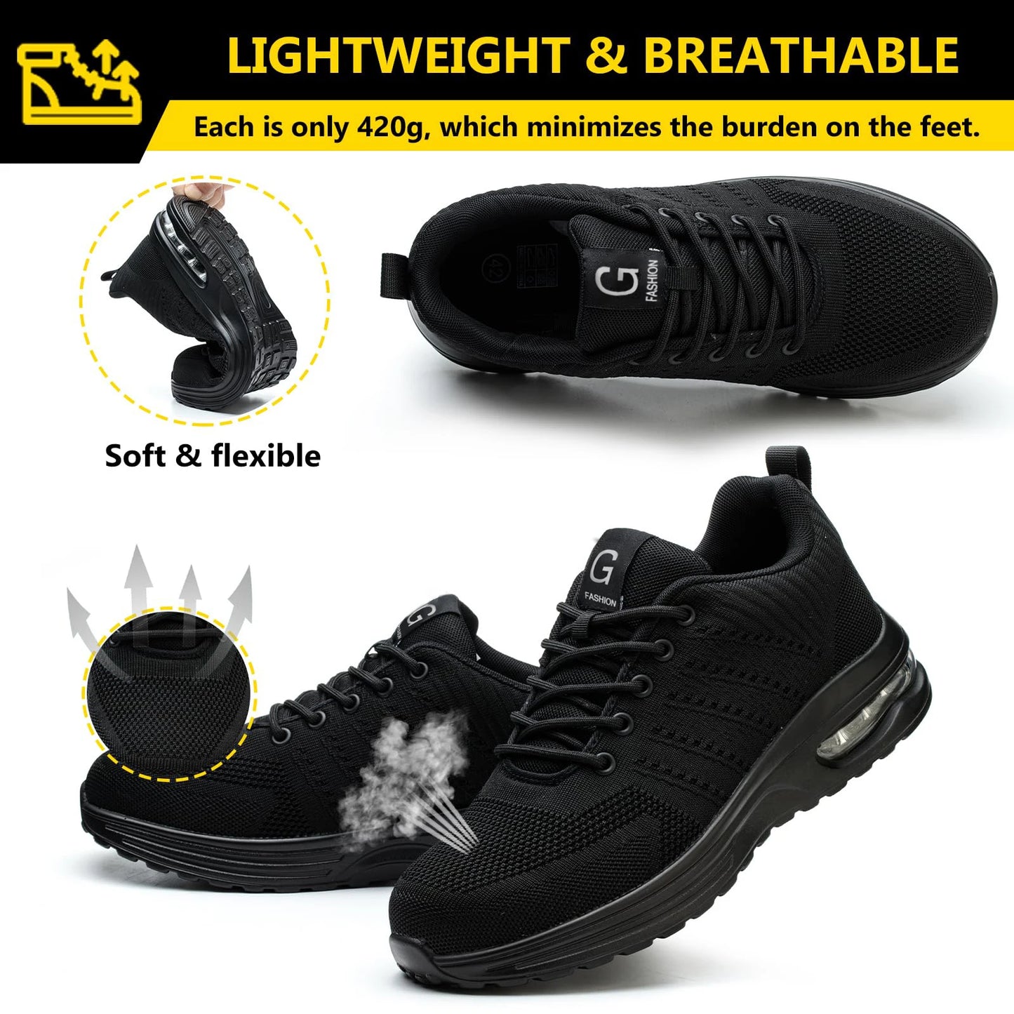 Air Cushion Work Safety Shoes Breathable Men Women