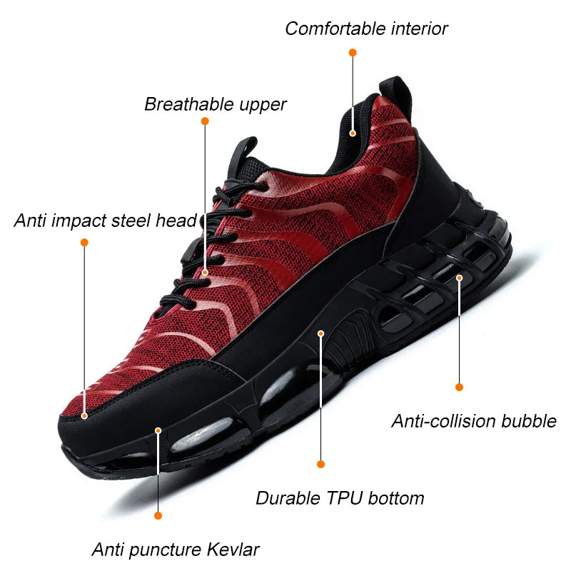 Fashion Air Cushion Safety Shoes Men Women Indestructible Boots